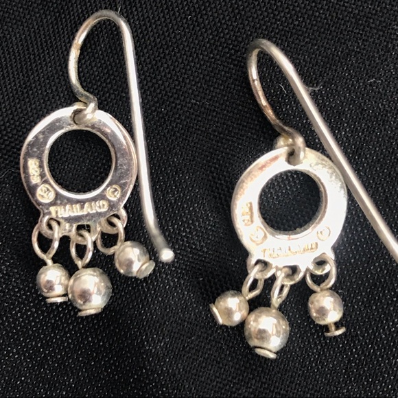 925 Sterling Silver Circle Earrings with Dangles - Picture 3 of 3